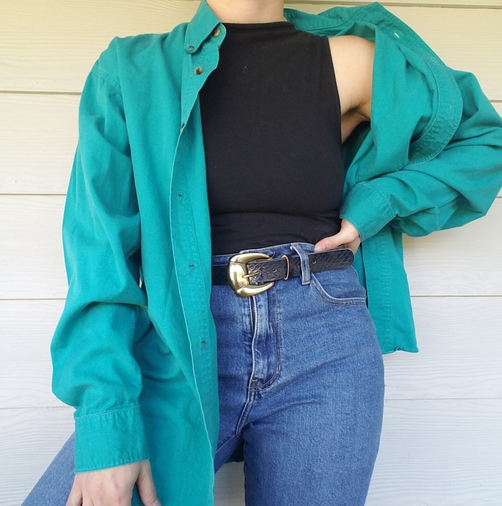 Vintage 90s Buggle Boy Casual Button Down Top Preppy Academic Sz Med. Unisex